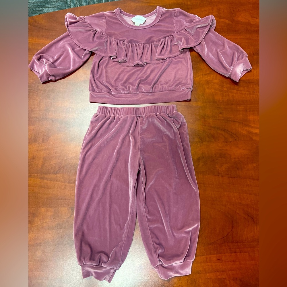Mabel + Honey Sugar Plum Velvet 2 PC Set Toddler Girls Size 3T  - NWOT
